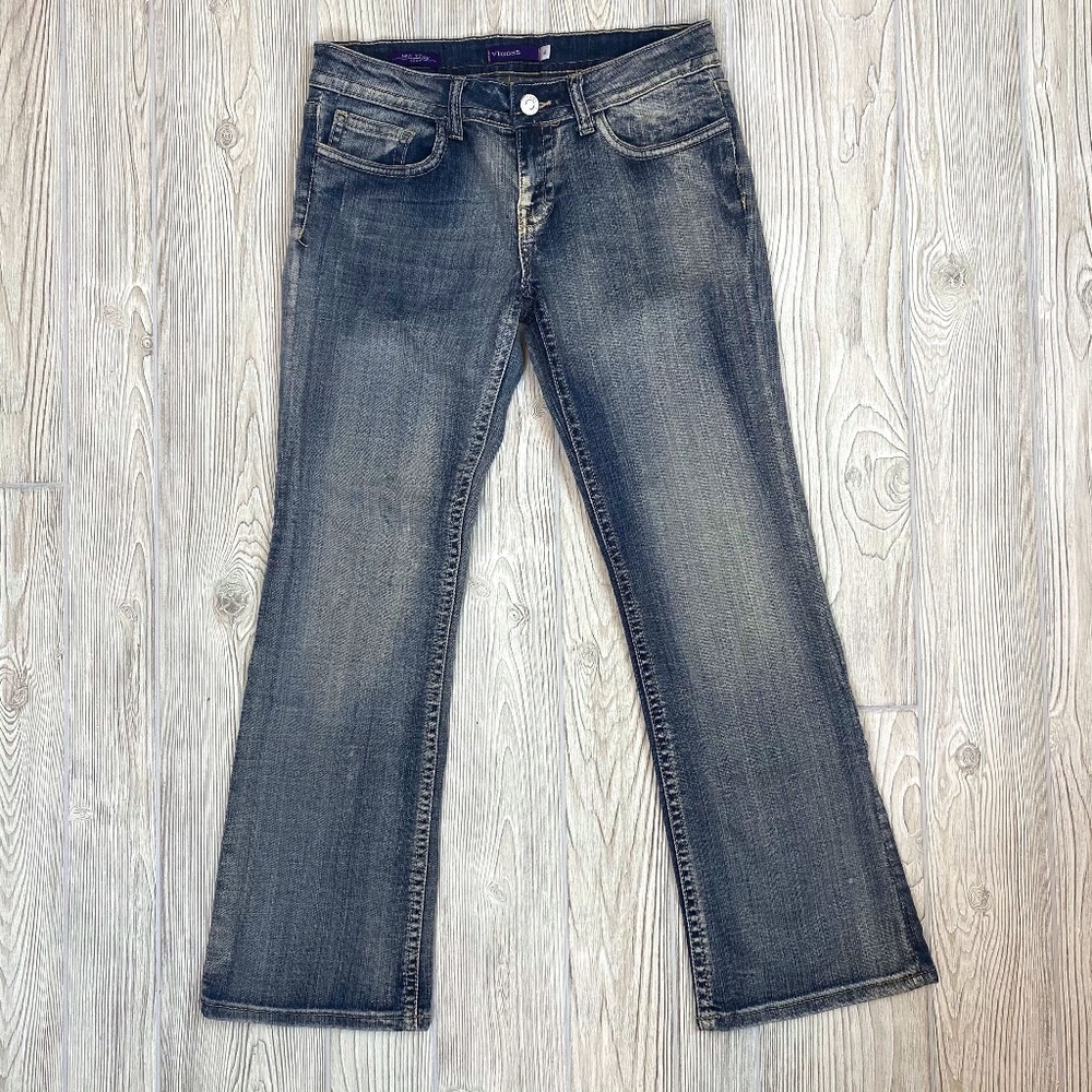 Vigoss Jr Womens Bootcut Acid Wash Jeans